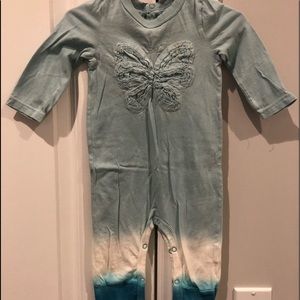 Burt’s Bees size 6-9 m blue butterfly romper